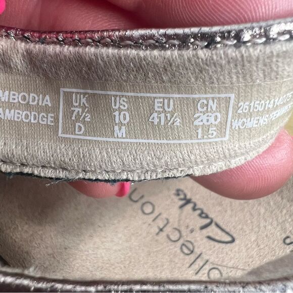 Clarks Loomis Chloe Sandal Womens 10M Metallic Faux Leather Comfort Shoes - Picture 5 of 6